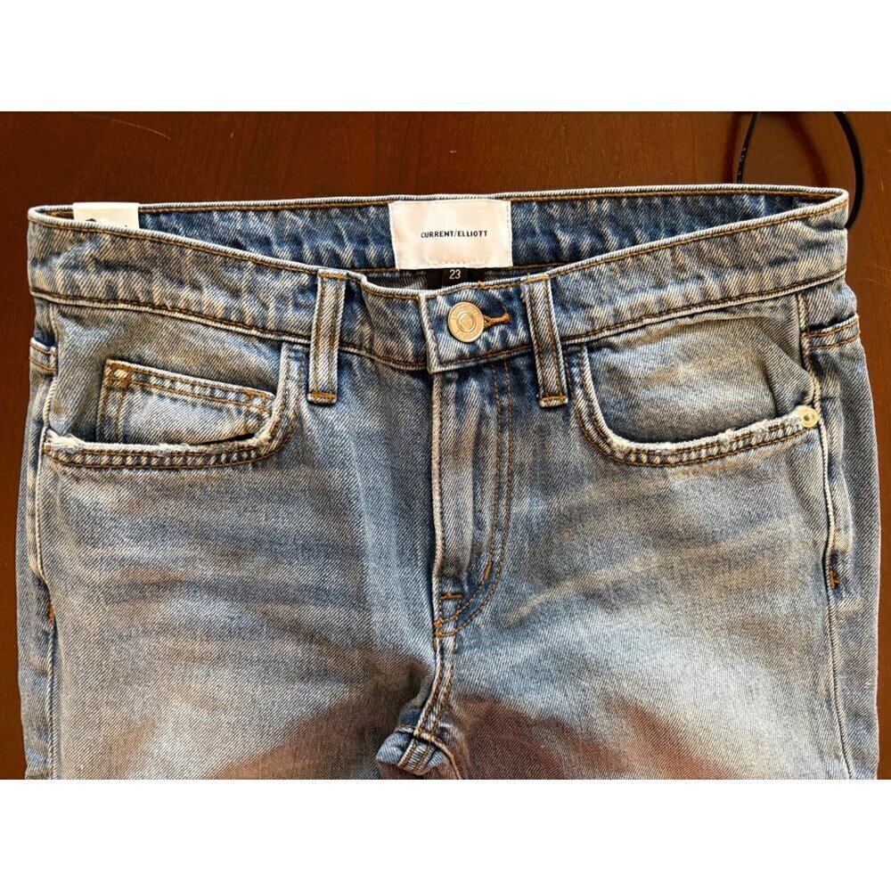 Current/Elliott NWT The Turnt Fling Studded Cuff Straight Crop Jeans Size 23 - Picture 7 of 13